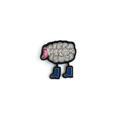 Broche brodée Mouton en bottes