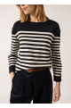 Pull rayé Ecrins en laine douce navy/ecume