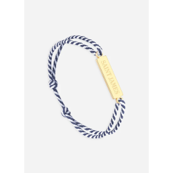 Bracelet logo Or/rayé Blanc/Marine
