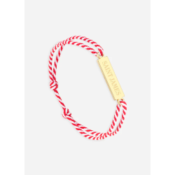 Bracelet logo Or/rayé Blanc/Rouge