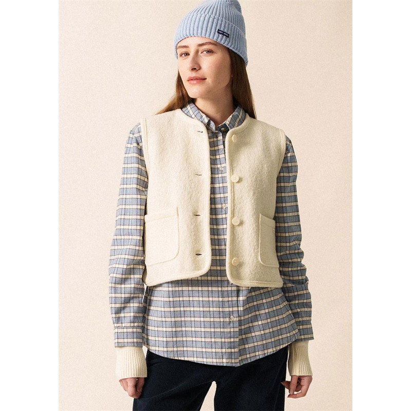 Veste sans manche en laine bouillie blanc d'hiver Jura Saint James  Lapetitemariniere